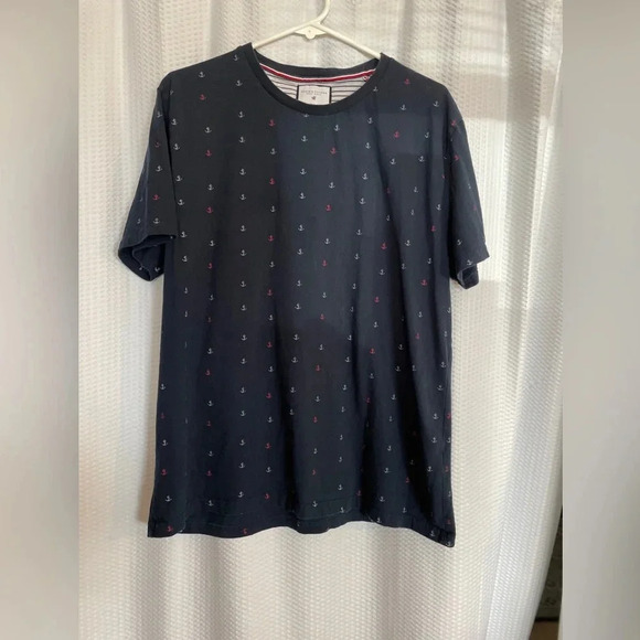 Denim & Flower Navy Blue Tee With Anchors Men’s Size XL - Picture 1 of 4